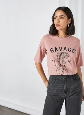 Front Graphic Longline T-Shirt Zephyr(15-1906 