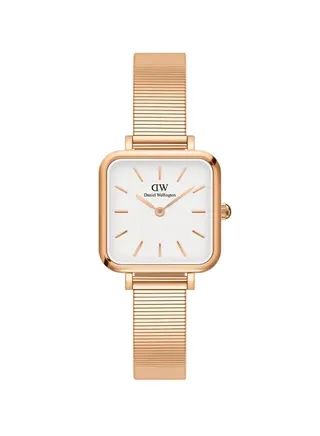 Daniel Wellington Quadro Studio Rose Gold Watches for Women with Rose Gold Stainless Steel Strap - 22x22mm 