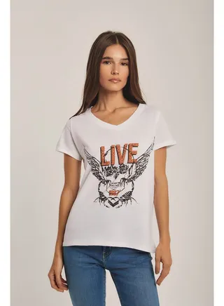 V-neck solid short sleeves T-shirt 