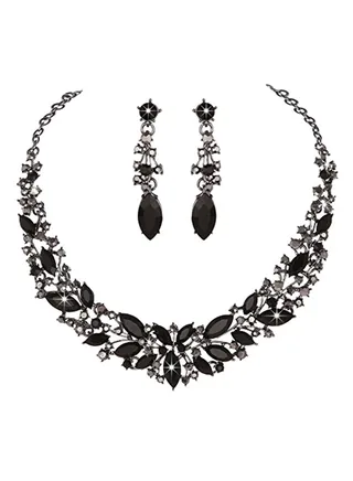 Crystal Rhinestone Wedding Necklace And Earrings Jewelry Set 