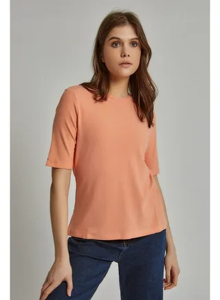 Short Sleeve Basic Plain Stretch T-Shirt 