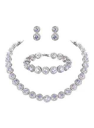 Cubic Zirconia Studded Jewellery Set 