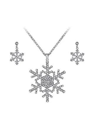 Austrian Crystal Bridal Snowflake Necklace Earrings Set 