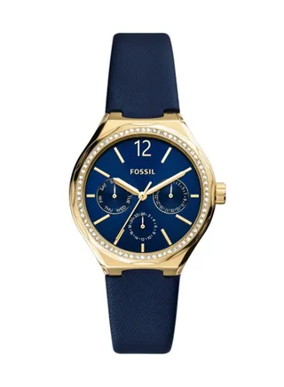 Women's Analog Round Shape Leather Wrist Watch BQ3719 - 36 Mm 