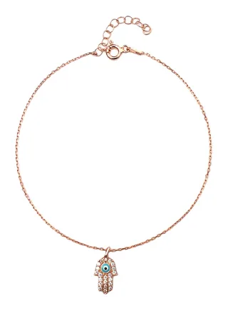 Rose Gold Plated Silver Anklet With Zircon 