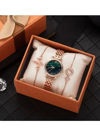 Women's Stainless Steel Analog Watch with 2 Bracelets 