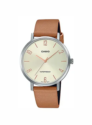 Women's Enticer Leather Analog Watch LTP-VT01L-5BUDF - 34 mm - Brown 