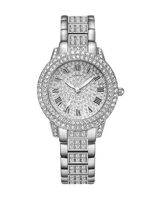 New Fashion Full Diamond Roman Pattern Ladies Watch Watch Bracelet Silver Color 