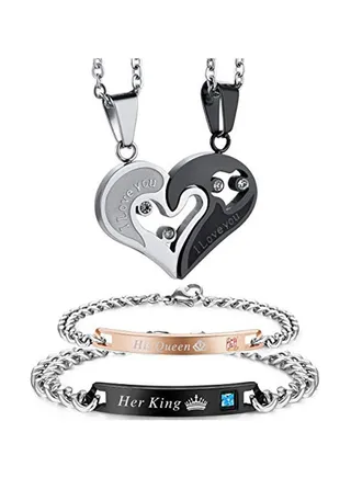Couples Bracelets and Necklace Set 