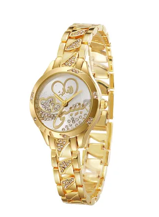 My dear darling, a women's wrist watch Stainless Steel with Crystals, Gold Color 
