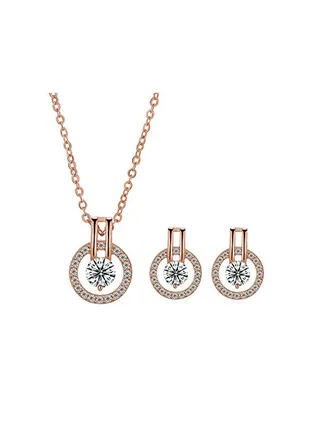 18 Karat Gold Plated Alloy Simulated-Diamond Jewellery Set 