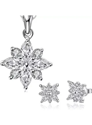 Snow Flake Crystals Jewellery Set 
