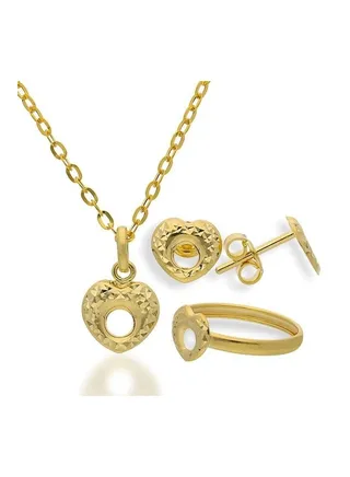 Gold Heart Pendant Set 