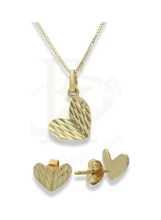 Gold Heart Pendant Set 