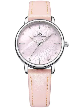 Kenneth Scott Women's Pink Dial Analog Watch - K22524-SLPMP 