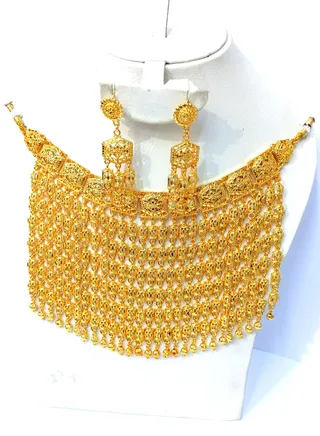 Imitation Jewelry Set for Women Necklace Earrings Gold plated 3 Piece 