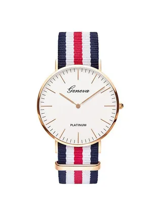 Casual Analog Watch Red/Blue/White, Fashion Business Casual Waterproof Quartz Wrist Watch For Men Women, Multicolor Nylon Band Give You Endless Looks For Any Occasion 