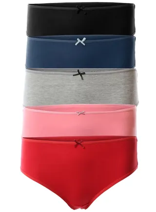 Bundle OF Five Brief Smooth Cotton Hipster Panties Multicolour 