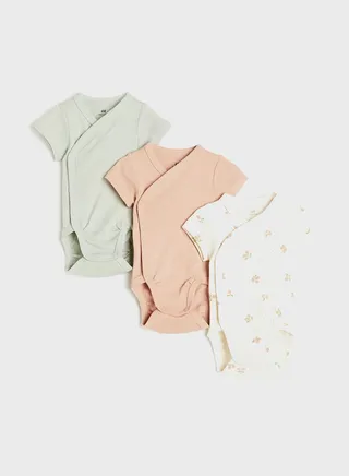 Infant 3 Pack Assorted Wrapover Bodysuits