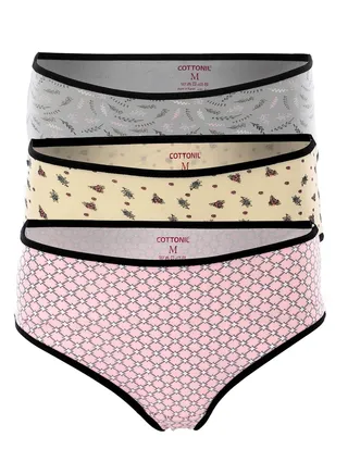 Cottonila Set Of 3 Soft Patterned Midi Panties - Multicolours 