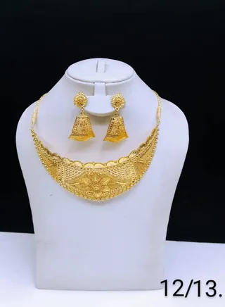 Imitation Jewelry Set for Women Necklace And Earrings Gold plated 3 Piece 