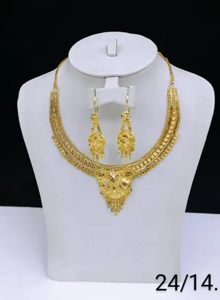 Imitation Jewelry Set for Women Necklace And Earrings Gold plated 3 Piece 