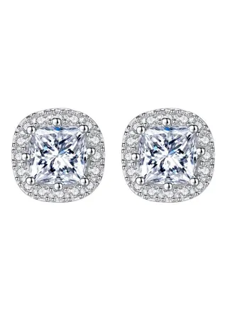 925 Sterling Silver Cubic Zirconia Studded Stud Earrings 
