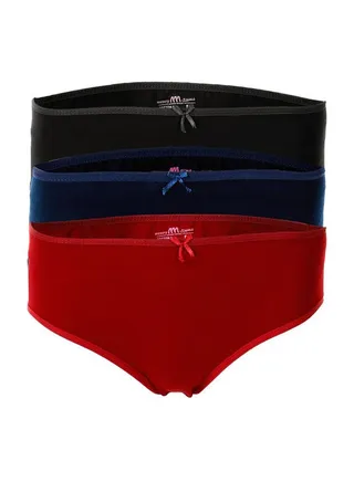 Bundle OF Three Brief Smooth Cotton Hipster Panties Multicolour 