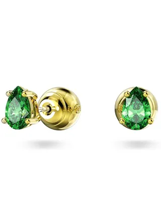 Swarovski Green Pear Cut Stilla Stud Earrings for Women Gold-tone Plated 5639120 