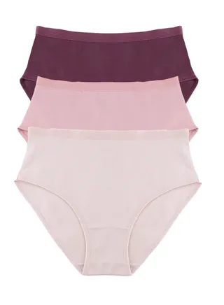 Pack of 3 Plain Cotton Brief Panties Underwear for Women 