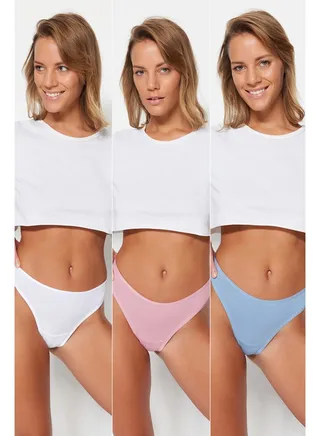 Multicolor 3-Pack Cotton Thong Panties THMSS21KU0135 