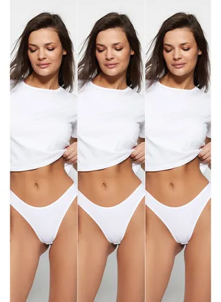 White 3-Pack Cotton Thong Panties THMSS21KU0135 
