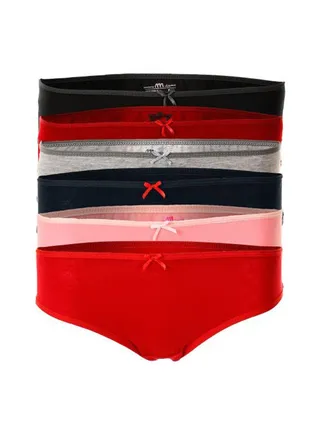 Bundle OF Six Bikini Smooth Cotton Panties Multicolour 