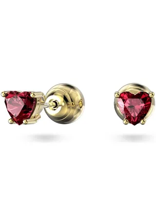 Swarovski Red Heart Stilla Stud Earrings for Women Gold-tone Plated 5639133 