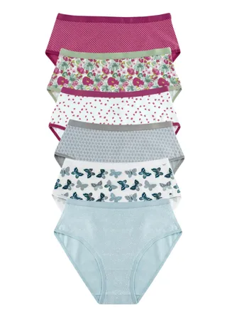 Pack of 6 Printed Cotton Brief Panties Underwear for Women 