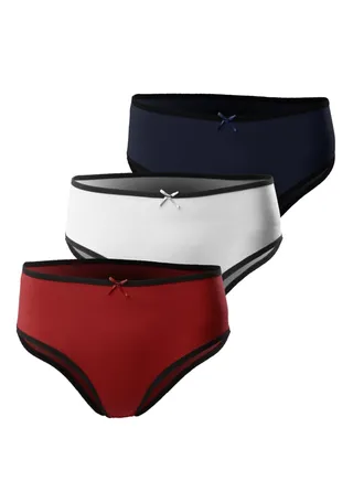 Mesery Bundle OF Three Smooth Cotton Hipster Panties 