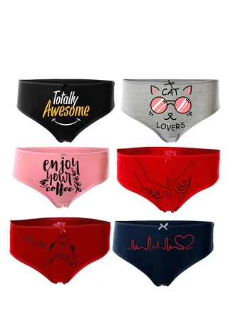 Bundle OF Six Brief Smooth Cotton Panties 