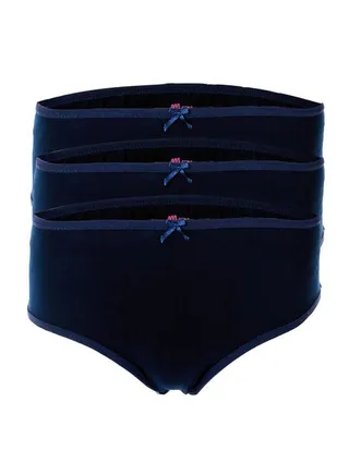 Bundle OF Three Brief Smooth Cotton Hipster Panties Navy Blue 