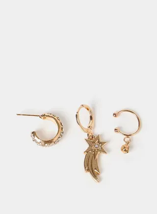 Set of 3 - Star Drop Design Earrings