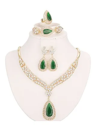 Crystal Gold Plated Bridal Jewelry Set 