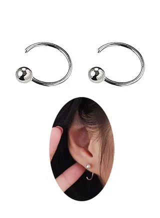 925 Sterling Silver Sensitive Cuff No Piercing Stud Earrings 