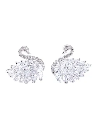 925 Sterling Silver Swan Earrings 