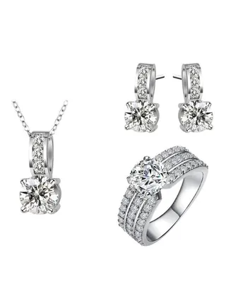 18 Karat Silver Plated Crystals Studded Jewelry Set 