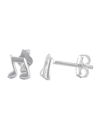925 Sterling Silver Music Note Earrings 