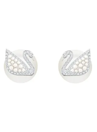 Rhodium-plated Swan Crystal Stud Earrings 