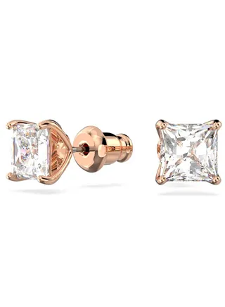 Square Cut Attract Stud Earrings for Women Rose Gold-tone Plated 5431895 