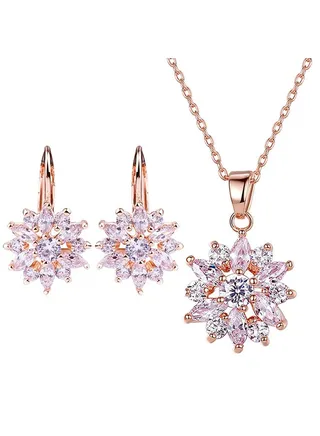 18 Karat Gold Plated Cubic Zirconia Jewellery Set 