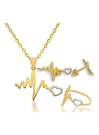 4-Piece Heart Beat Pendant Set 