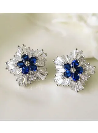 Elegant Silver Plated Cubic Zircon Earrings 