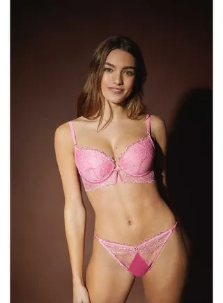 Embroidered tulle strap Brazilian briefs 